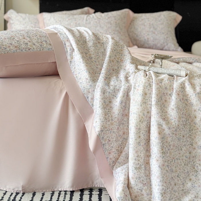 91家纺网 家纺一手货源 找家纺 莱豫家纺 2026新款莱赛尔天丝夏被四件套 漫菲粉