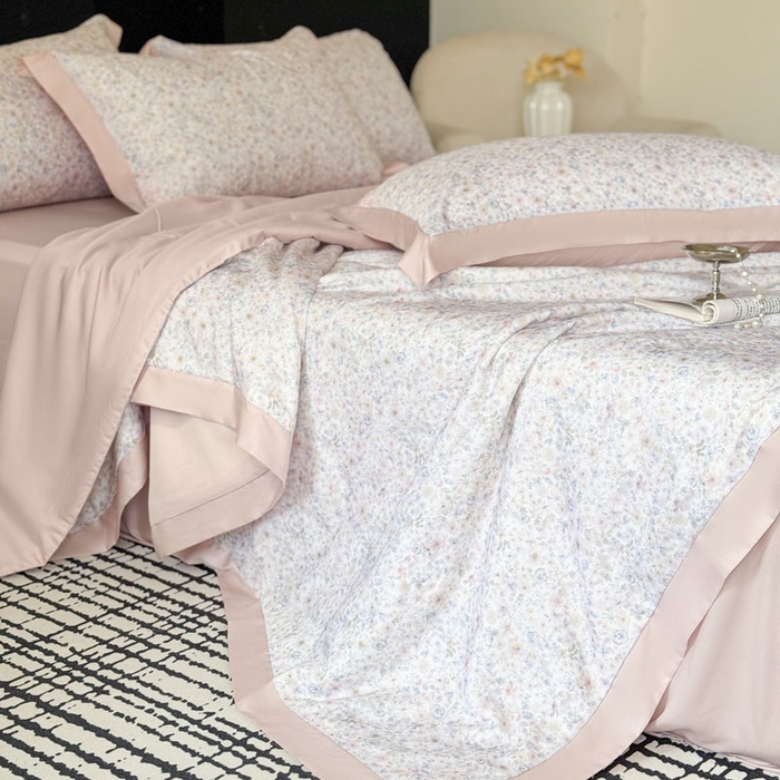 91家纺网 家纺一手货源 找家纺 莱豫家纺 2026新款莱赛尔天丝夏被四件套 漫菲粉