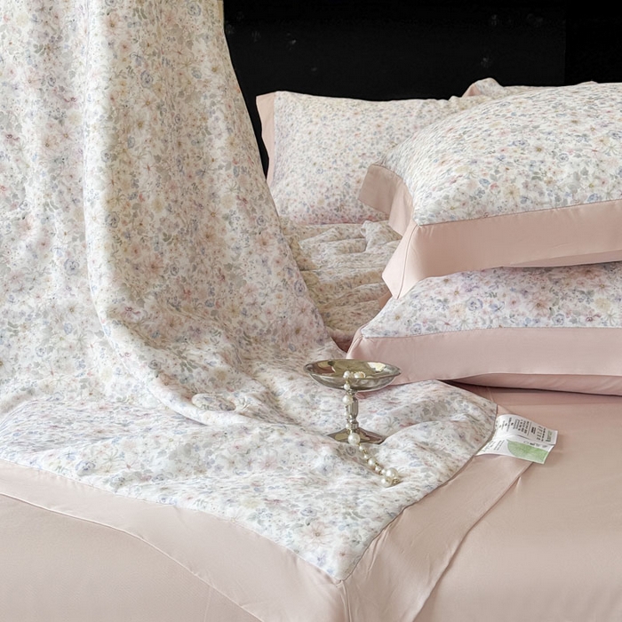 91家纺网 家纺一手货源 找家纺 莱豫家纺 2026新款莱赛尔天丝夏被四件套 漫菲粉