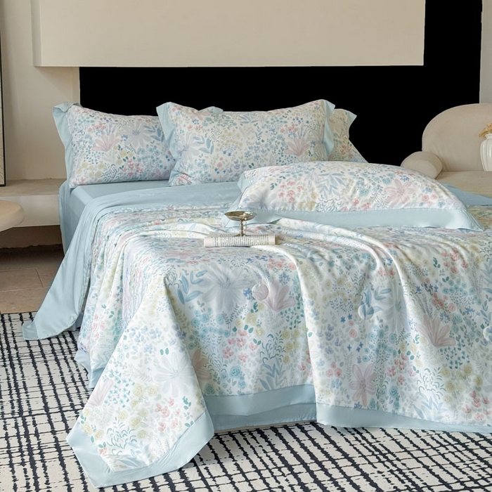 91家纺网 家纺一手货源 找家纺 莱豫家纺 2026新款莱赛尔天丝夏被四件套 沐初兰