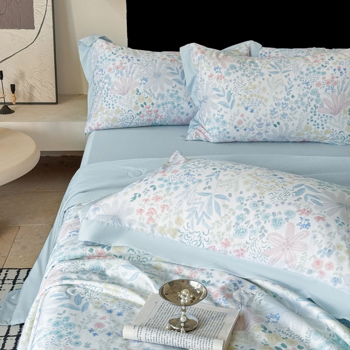 91家纺网 家纺一手货源 找家纺 莱豫家纺 2026新款莱赛尔天丝夏被四件套 沐初兰