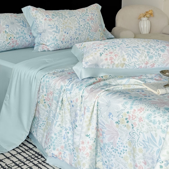 91家纺网 家纺一手货源 找家纺 莱豫家纺 2026新款莱赛尔天丝夏被四件套 沐初兰