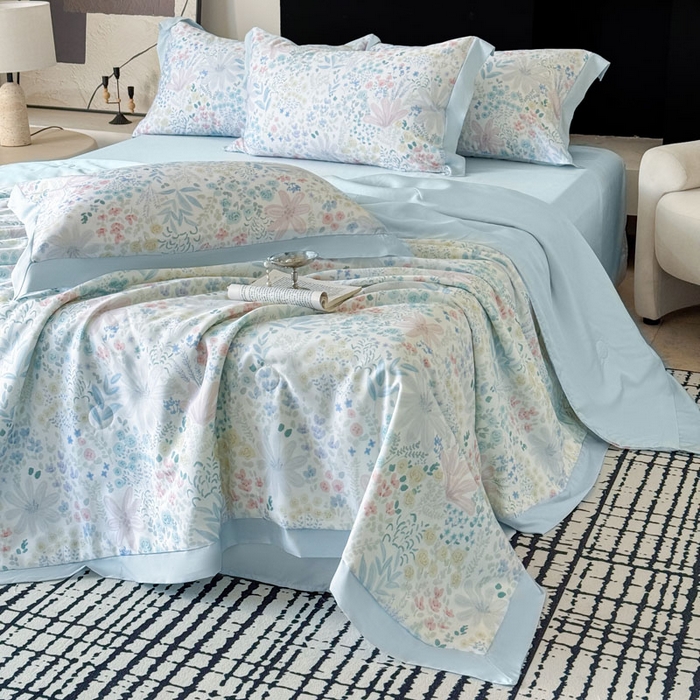 91家纺网 家纺一手货源 找家纺 莱豫家纺 2026新款莱赛尔天丝夏被四件套 沐初兰