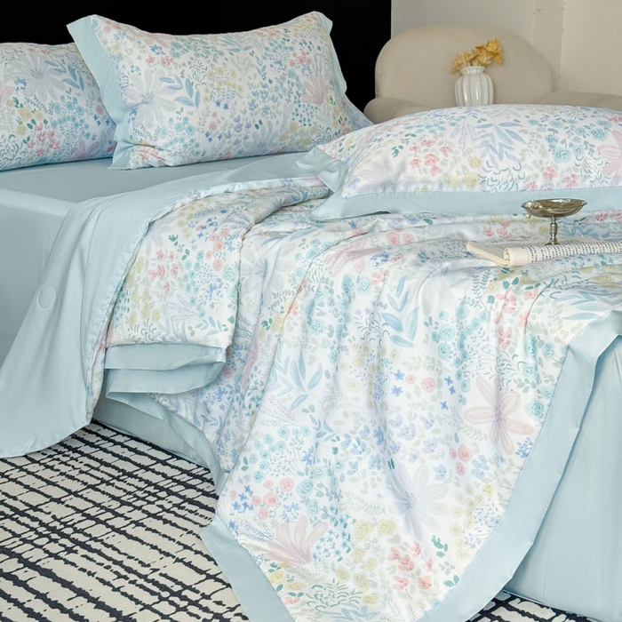 91家纺网 家纺一手货源 找家纺 莱豫家纺 2026新款莱赛尔天丝夏被四件套 沐初兰