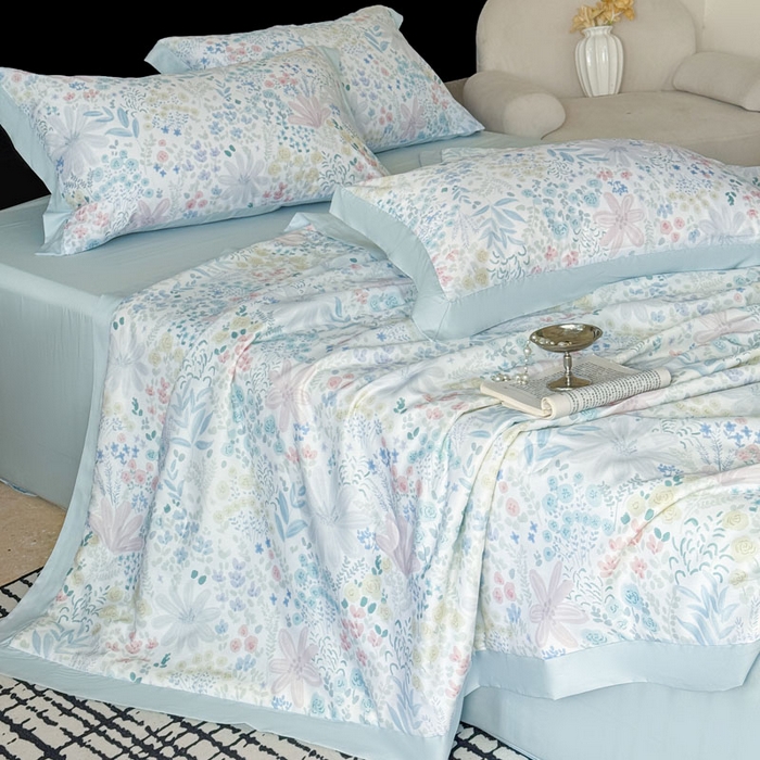 91家纺网 家纺一手货源 找家纺 莱豫家纺 2026新款莱赛尔天丝夏被四件套 沐初兰