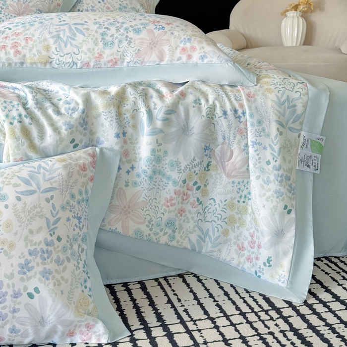 91家纺网 家纺一手货源 找家纺 莱豫家纺 2026新款莱赛尔天丝夏被四件套 沐初兰