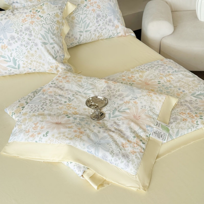 91家纺网 家纺一手货源 找家纺 莱豫家纺 2026新款莱赛尔天丝夏被四件套 沐初绿