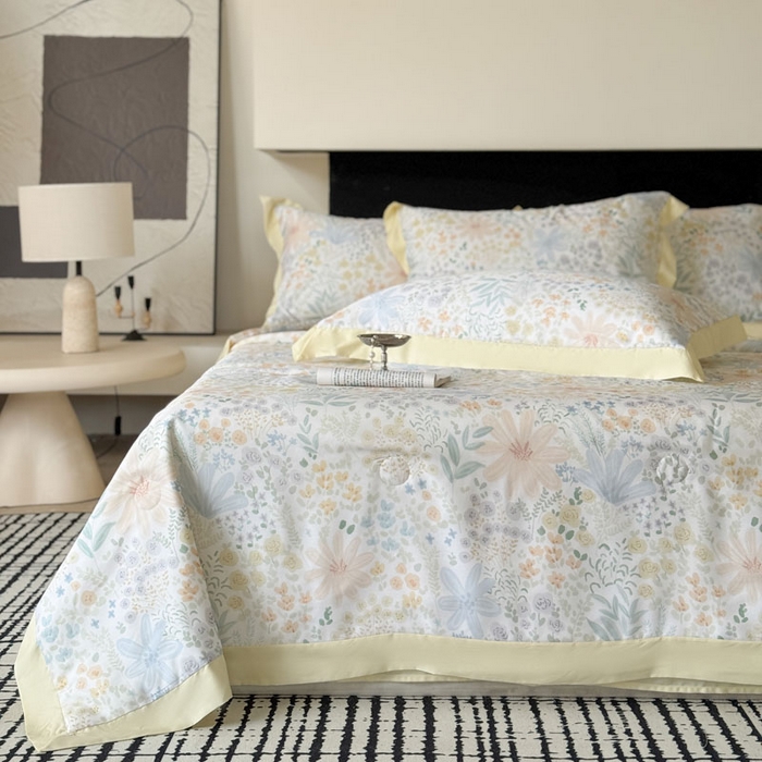 91家纺网 家纺一手货源 找家纺 莱豫家纺 2026新款莱赛尔天丝夏被四件套 沐初绿