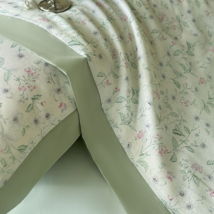 91家纺网 家纺一手货源 找家纺 莱豫家纺 2026新款莱赛尔天丝夏被四件套 沐衫绿