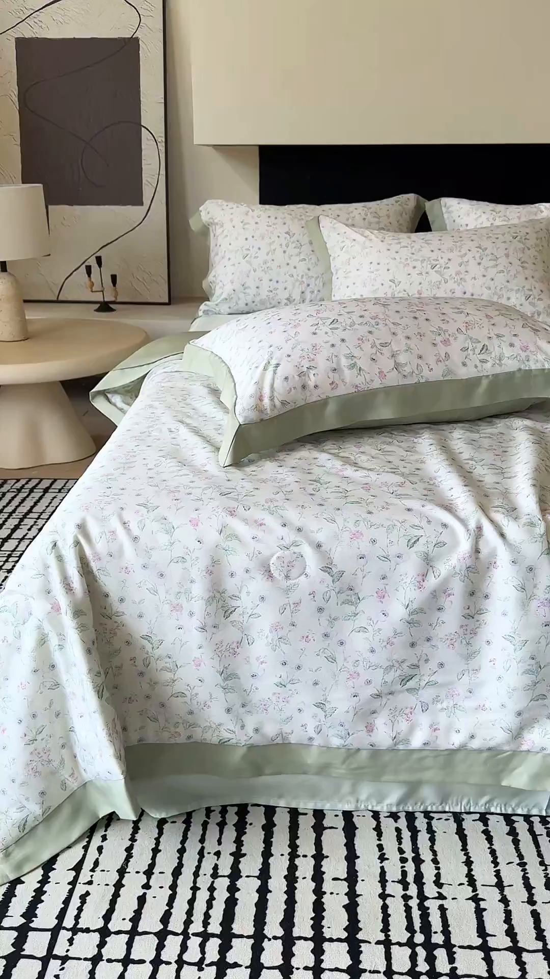 91家纺网 家纺一手货源 找家纺 莱豫家纺 2026新款莱赛尔天丝夏被四件套 沐衫绿