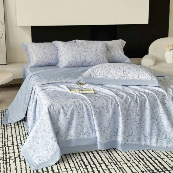 91家纺网 家纺一手货源 找家纺 莱豫家纺 2026新款莱赛尔天丝夏被四件套 青枝雅絮