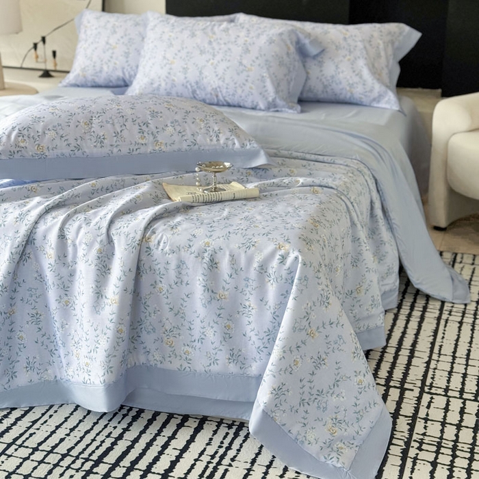 91家纺网 家纺一手货源 找家纺 莱豫家纺 2026新款莱赛尔天丝夏被四件套 青枝雅絮