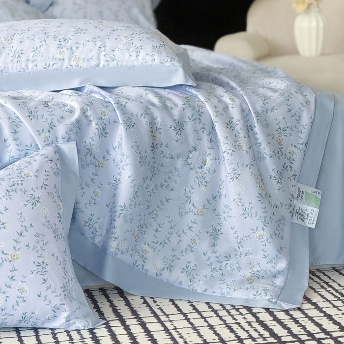 91家纺网 家纺一手货源 找家纺 莱豫家纺 2026新款莱赛尔天丝夏被四件套 青枝雅絮