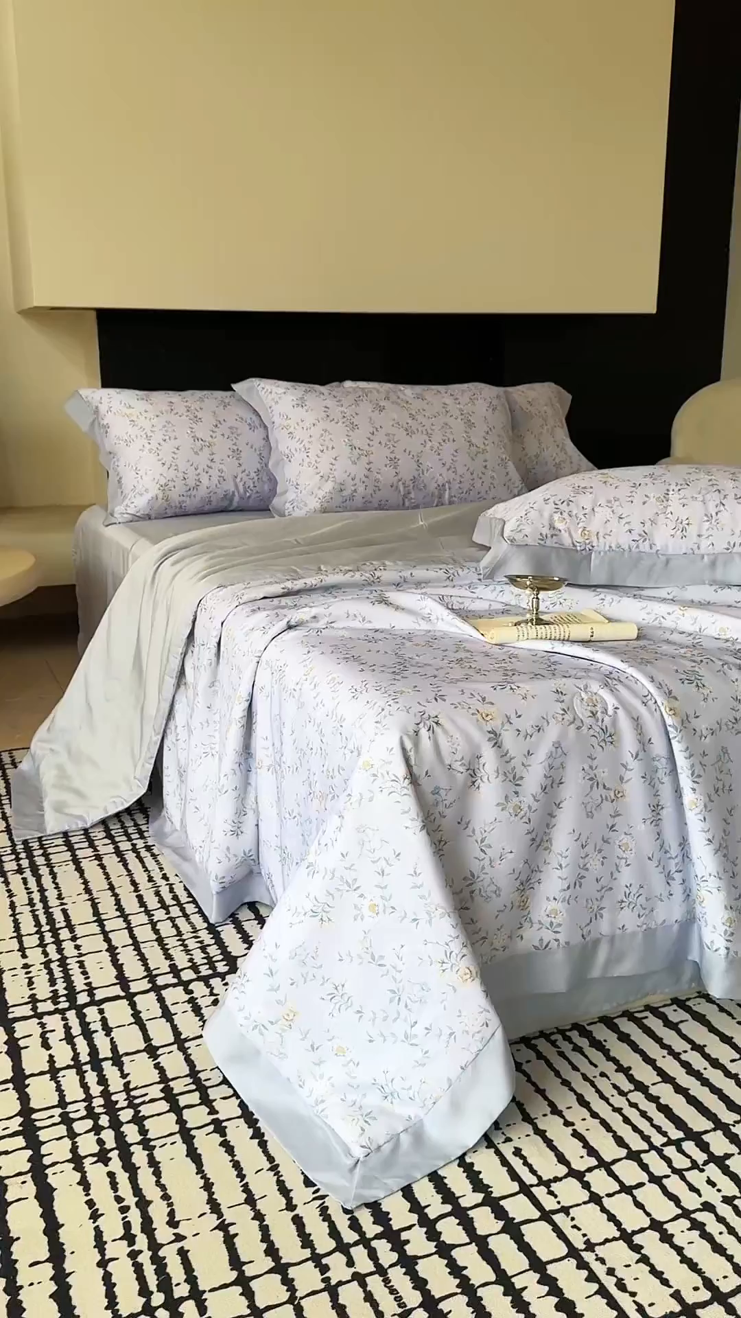 91家纺网 家纺一手货源 找家纺 莱豫家纺 2026新款莱赛尔天丝夏被四件套 青枝雅絮