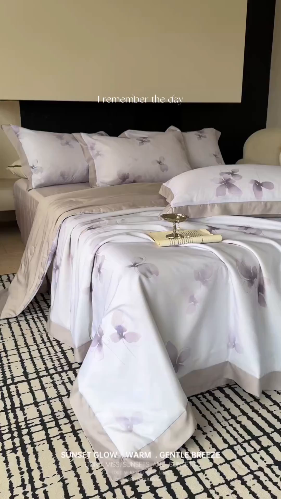 91家纺网 家纺一手货源 找家纺 莱豫家纺 2026新款莱赛尔天丝夏被四件套 雾蝶花紫