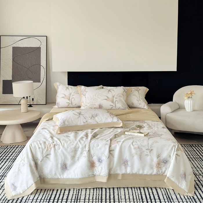 莱豫家纺 2026新款莱赛尔天丝夏被四件套 愈沐调米