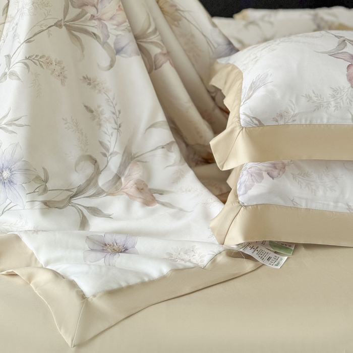 91家纺网 家纺一手货源 找家纺 莱豫家纺 2026新款莱赛尔天丝夏被四件套 愈沐调米