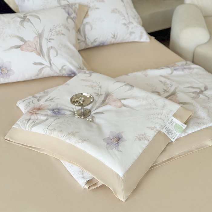 91家纺网 家纺一手货源 找家纺 莱豫家纺 2026新款莱赛尔天丝夏被四件套 愈沐调米