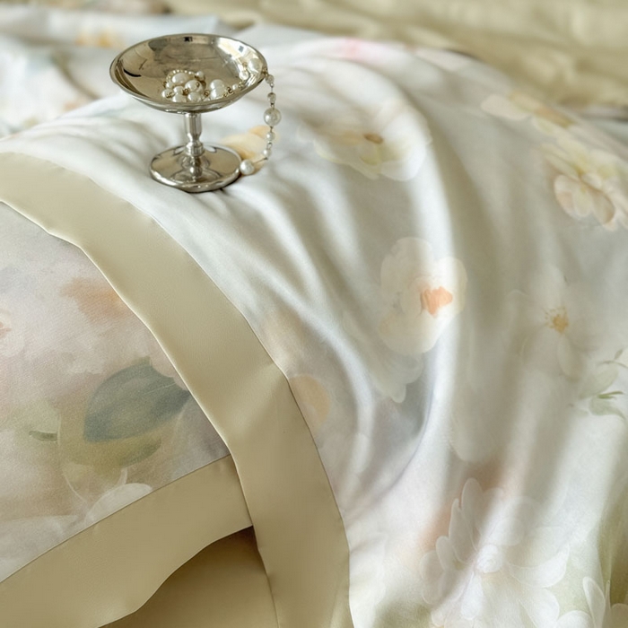 91家纺网 家纺一手货源 找家纺 莱豫家纺 2026新款莱赛尔天丝夏被四件套 云间素语绿