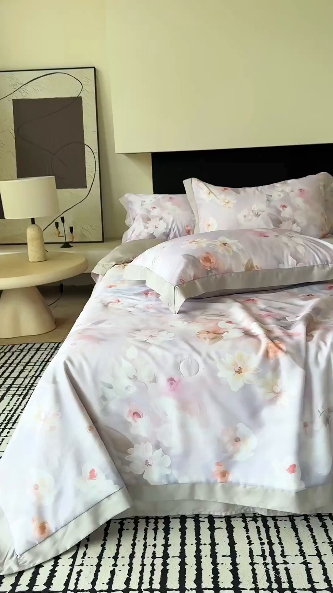 91家纺网 家纺一手货源 找家纺 莱豫家纺 2026新款莱赛尔天丝夏被四件套 云间素语紫