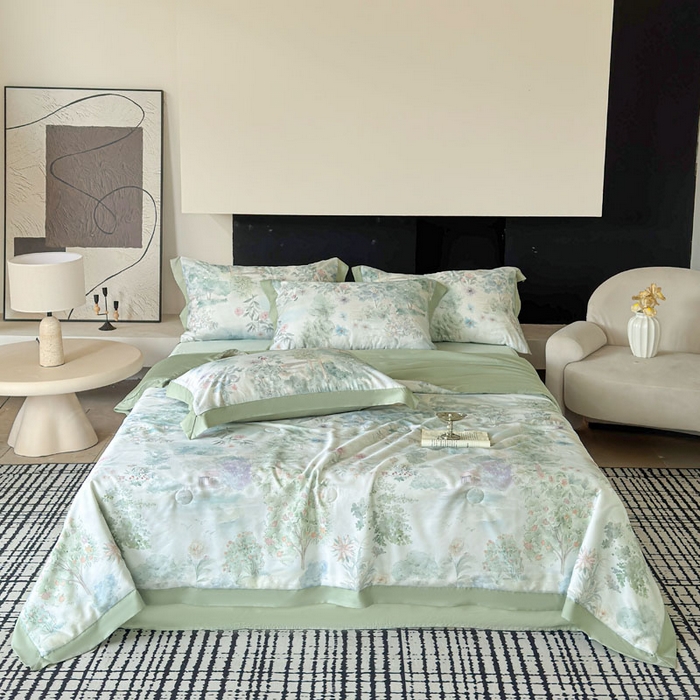 莱豫家纺 2026新款莱赛尔天丝夏被四件套 早春的树