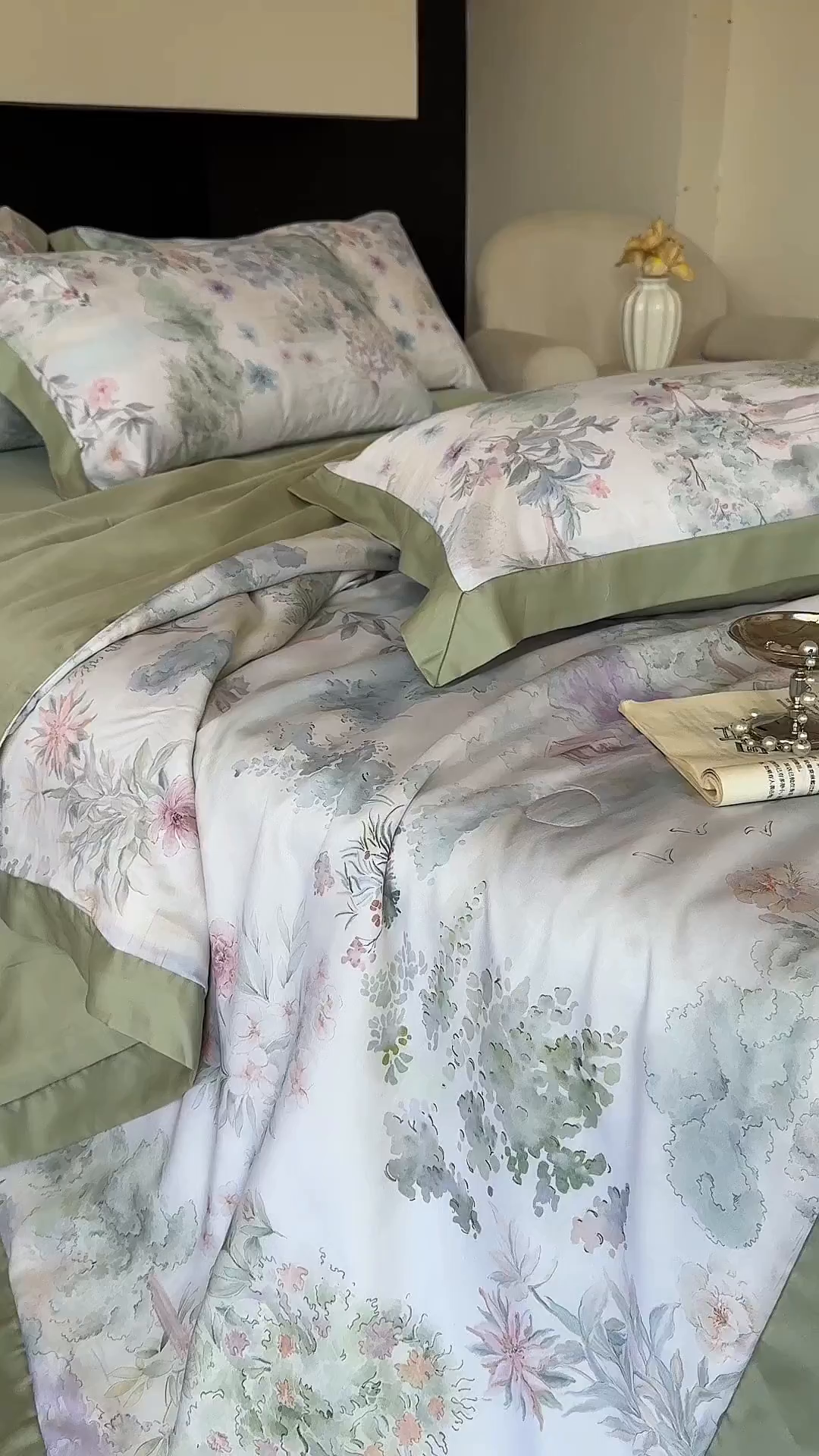 91家纺网 家纺一手货源 找家纺 莱豫家纺 2026新款莱赛尔天丝夏被四件套 早春的树