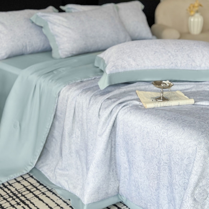 91家纺网 家纺一手货源 找家纺 莱豫家纺 2026新款莱赛尔天丝夏被四件套 知遥语墨