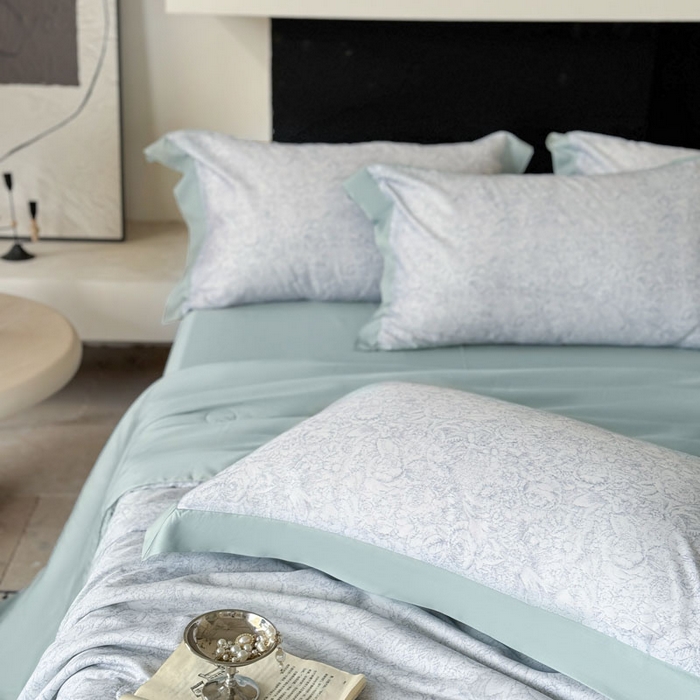 91家纺网 家纺一手货源 找家纺 莱豫家纺 2026新款莱赛尔天丝夏被四件套 知遥语墨