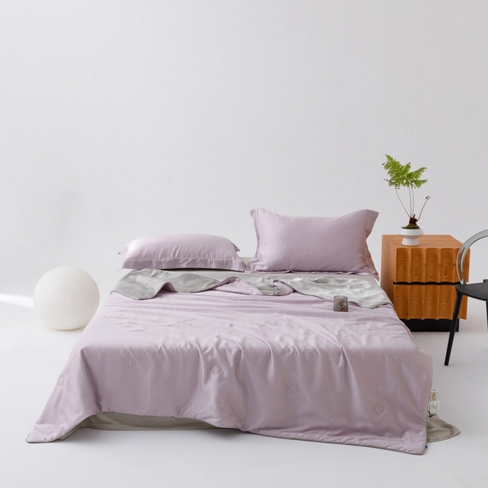 CINNY馨宜 2026新款60莱赛尔大豆纤维撞色天丝夏被-伯爵 晨曦紫