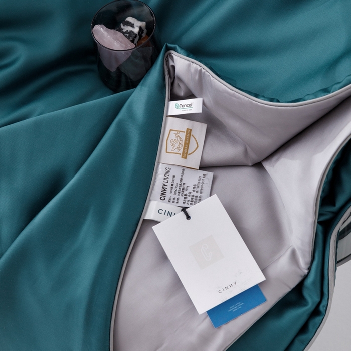91家纺网 家纺一手货源 找家纺 CINNY馨宜 2026新款60莱赛尔大豆纤维撞色天丝夏被-伯爵 孔雀绿