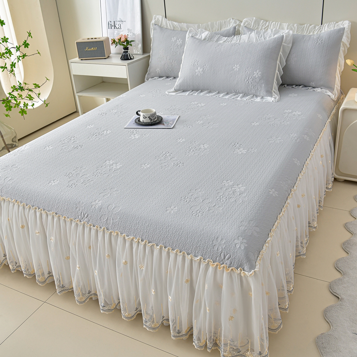 91家纺网 家纺一手货源 找家纺 （总）民新家纺 2026新款3D立体冰豆豆席床裙三件套