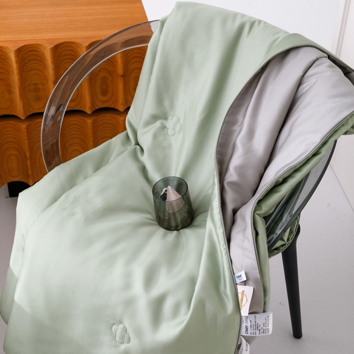 91家纺网 家纺一手货源 找家纺 CINNY馨宜 2026新款60莱赛尔大豆纤维撞色天丝夏被-伯爵 浅松绿