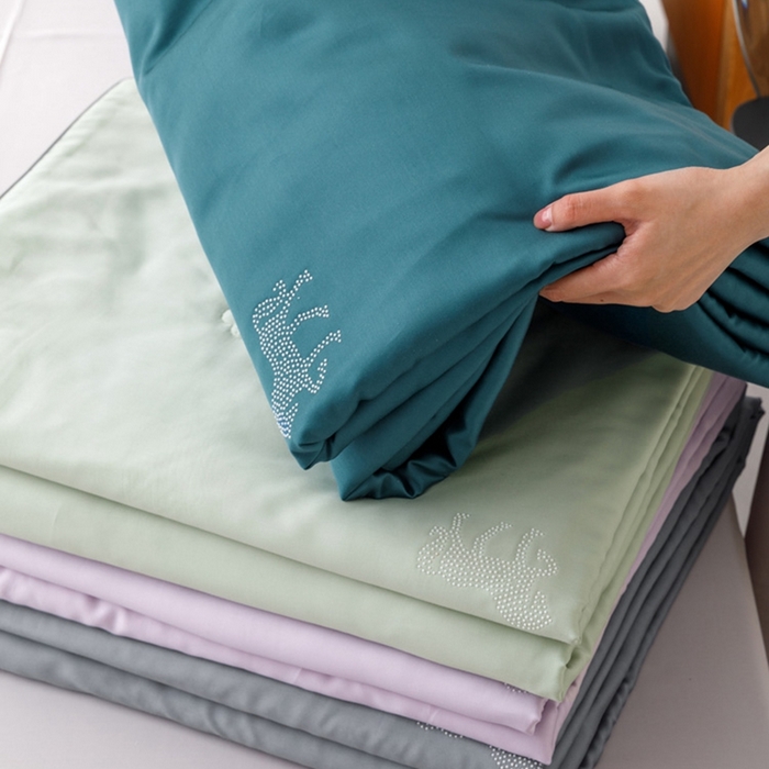 91家纺网 家纺一手货源 找家纺 CINNY馨宜 2026新款60莱赛尔大豆纤维撞色天丝夏被-伯爵 组合图