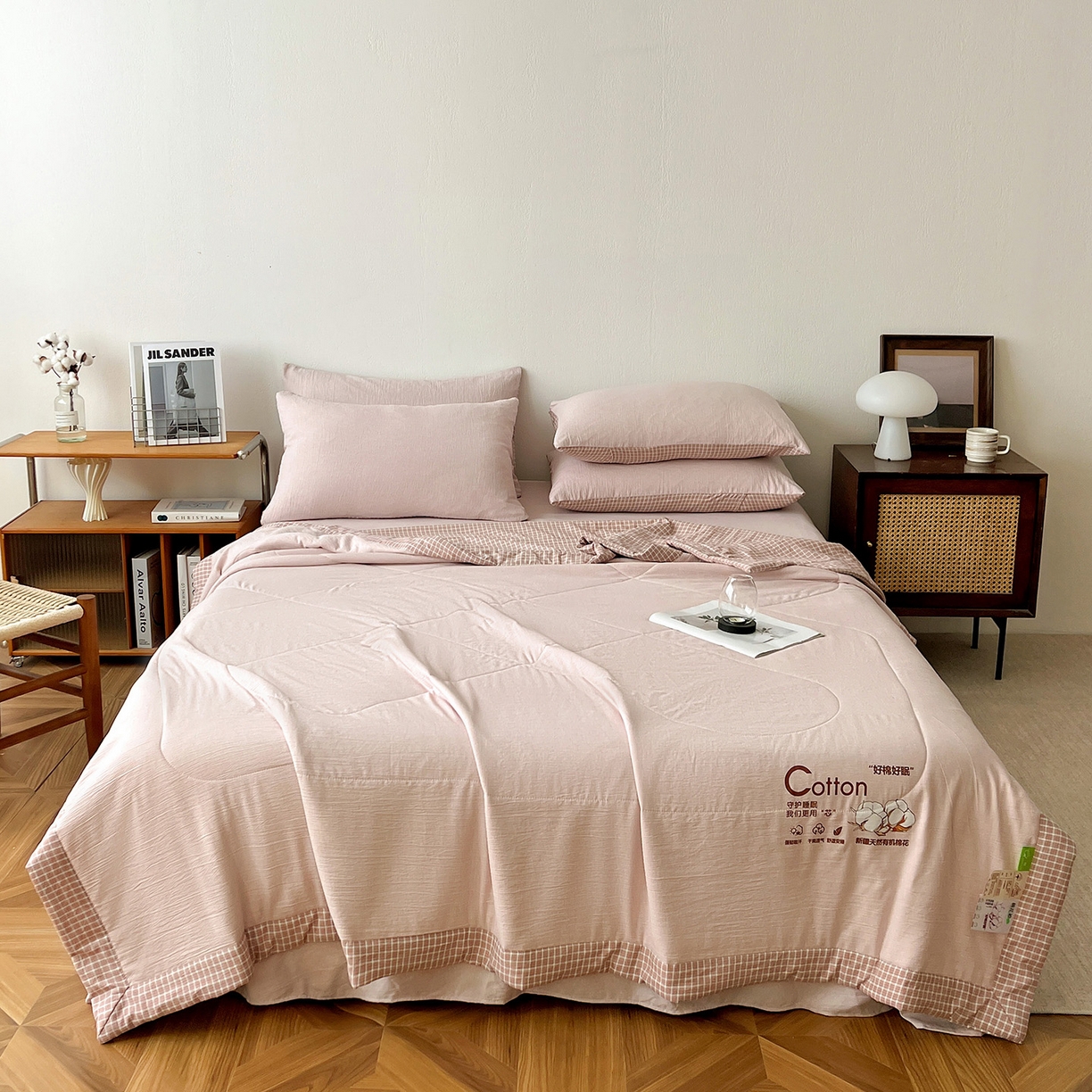 91家纺网 家纺一手货源 找家纺 （总）鹿辉家居（原吉欧力） 2026新款100%新疆棉花水洗色织夏被四件套