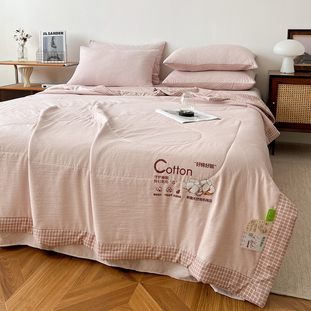 91家纺网 家纺一手货源 找家纺 （总）鹿辉家居（原吉欧力） 2026新款100%新疆棉花水洗色织夏被四件套