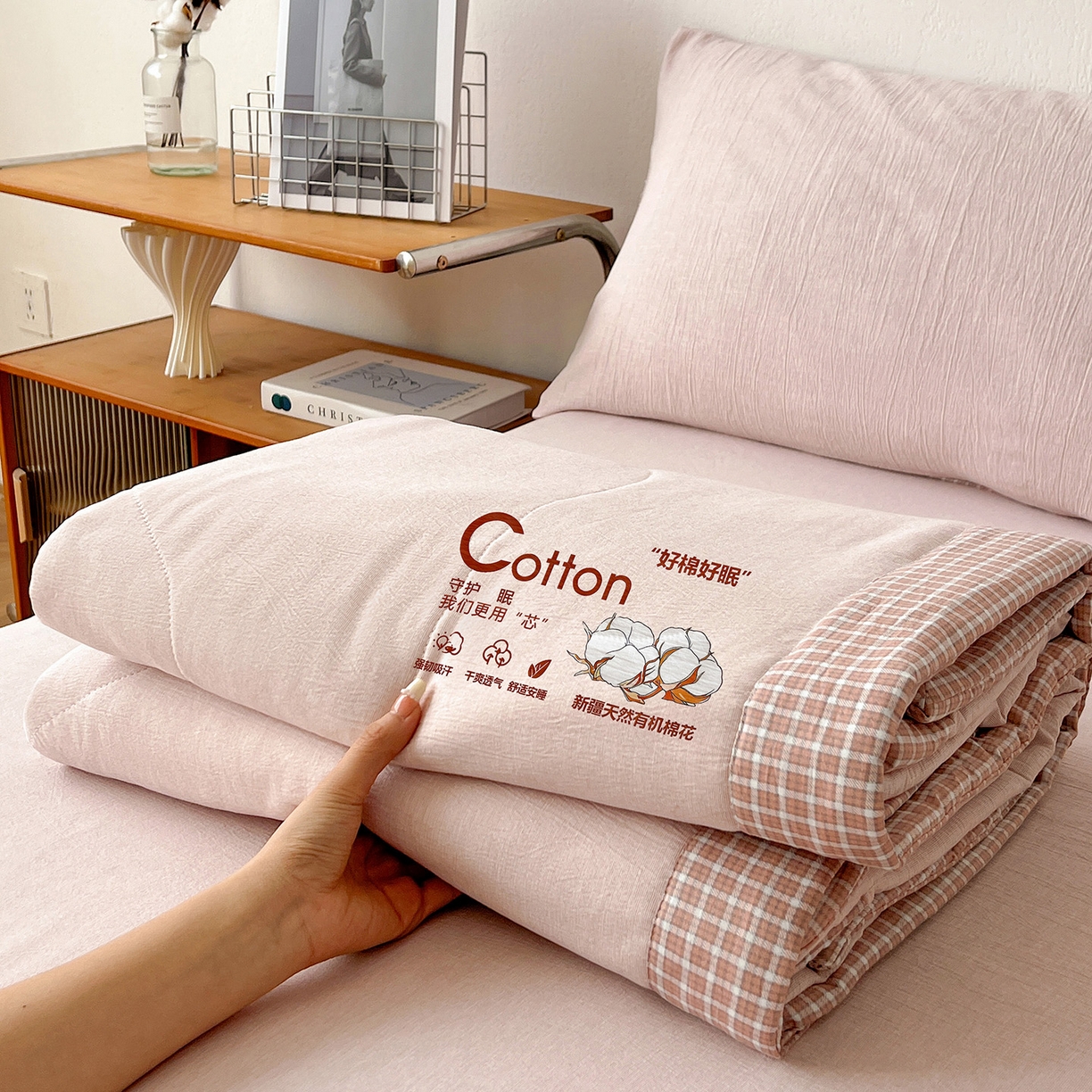 91家纺网 家纺一手货源 找家纺 （总）鹿辉家居（原吉欧力） 2026新款100%新疆棉花水洗色织夏被四件套