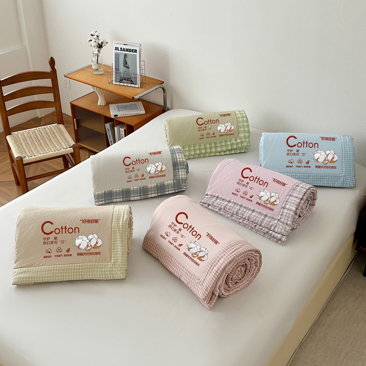 91家纺网 家纺一手货源 找家纺 （总）鹿辉家居（原吉欧力） 2026新款100%新疆棉花水洗色织夏被四件套