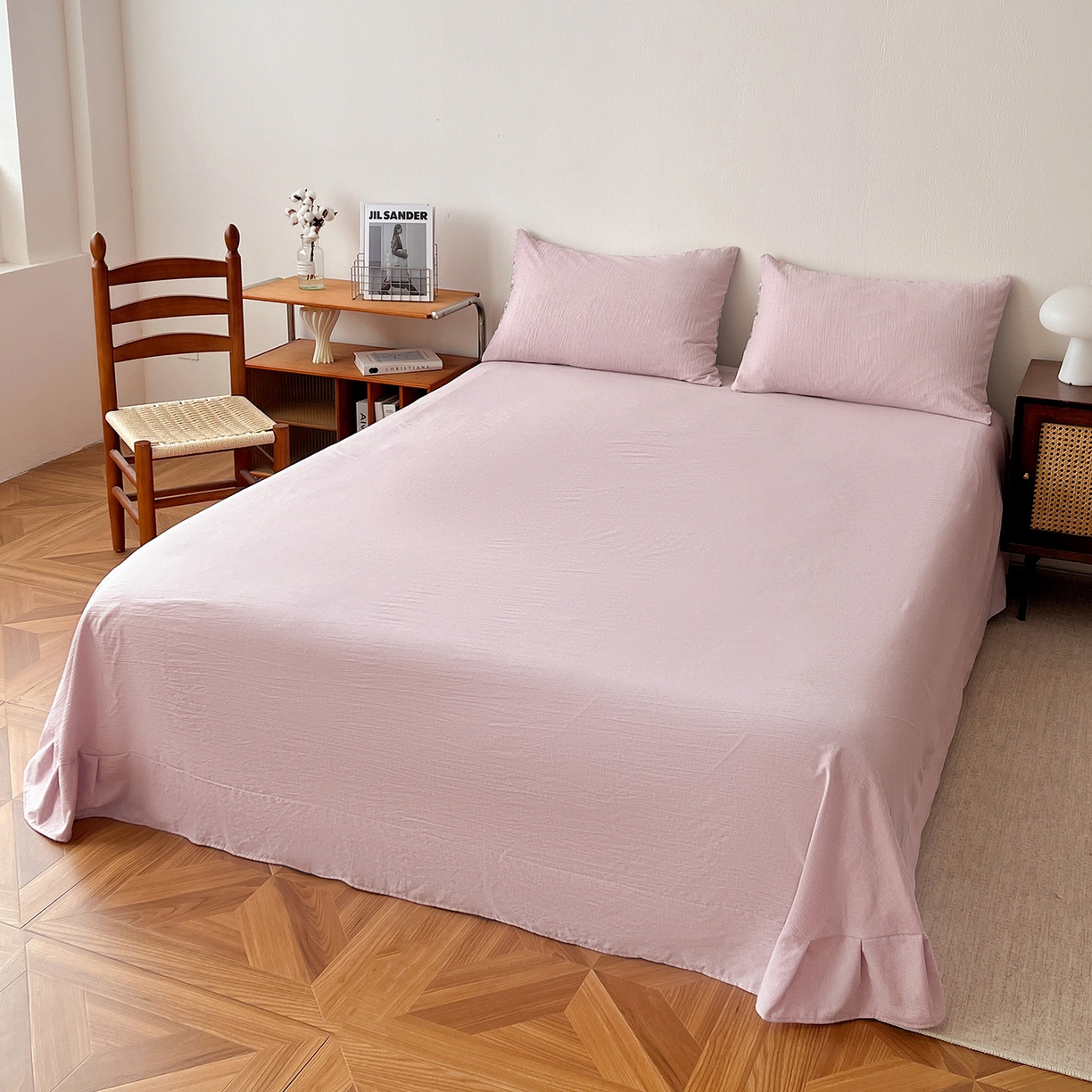 91家纺网 家纺一手货源 找家纺 鹿辉家居（原吉欧力） 2026新款100%新疆棉花水洗色织夏被四件套 葡萄紫