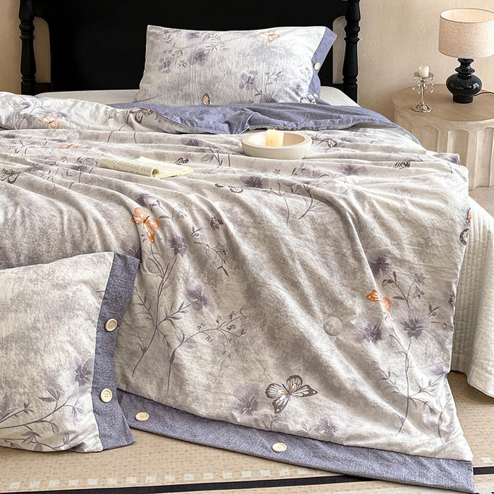 91家纺网 家纺一手货源 找家纺 （总）圣比熊 2026新款A类夏天原麻纽扣加厚夏被宿舍双人床仿亚麻被子被芯