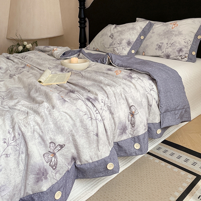 91家纺网 家纺一手货源 找家纺 （总）圣比熊 2026新款A类夏天原麻纽扣加厚夏被宿舍双人床仿亚麻被子被芯