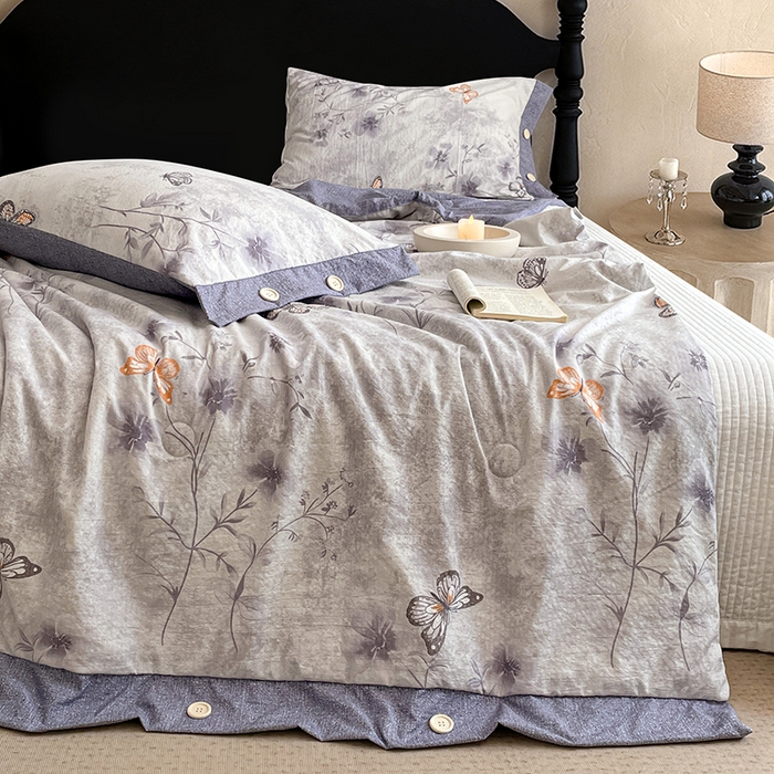 91家纺网 家纺一手货源 找家纺 （总）圣比熊 2026新款A类夏天原麻纽扣加厚夏被宿舍双人床仿亚麻被子被芯