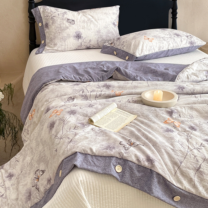 91家纺网 家纺一手货源 找家纺 （总）圣比熊 2026新款A类夏天原麻纽扣加厚夏被宿舍双人床仿亚麻被子被芯