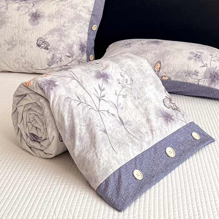 91家纺网 家纺一手货源 找家纺 （总）圣比熊 2026新款A类夏天原麻纽扣加厚夏被宿舍双人床仿亚麻被子被芯