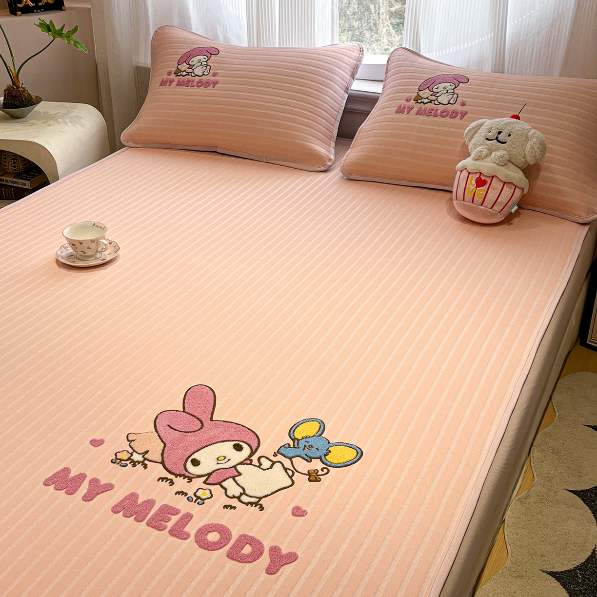 91家纺网 家纺一手货源 找家纺 （总）蓝邻家纺 2026新款PE提花三丽鸥毛巾绣凉席床笠