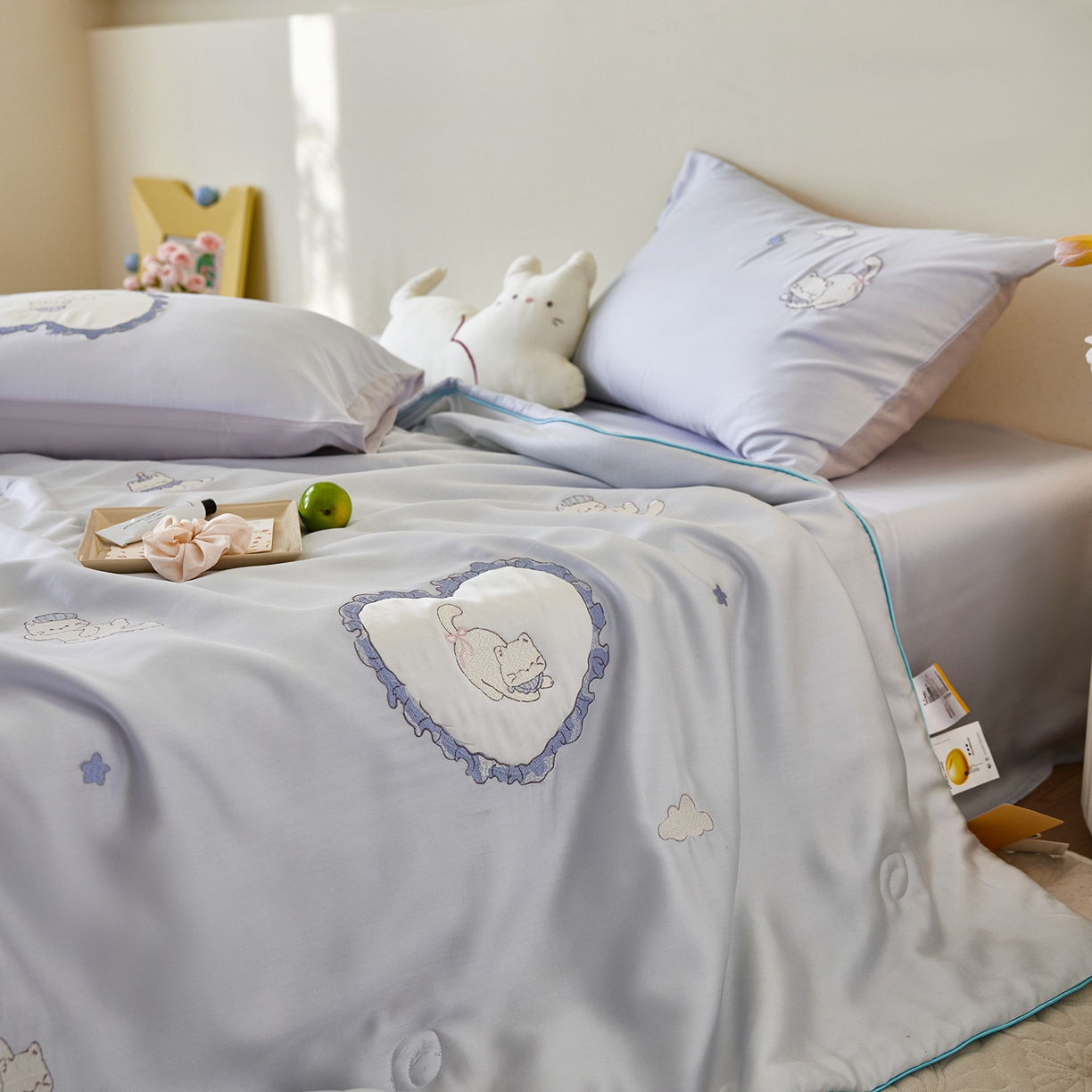 91家纺网 家纺一手货源 找家纺 风向标家纺 2026新款50天丝大豆棉夏被-萌宠甜夏系列 甜梦心愿