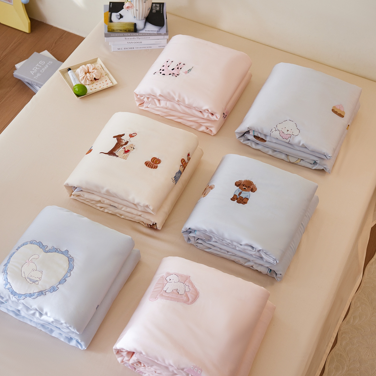 91家纺网 家纺一手货源 找家纺 风向标家纺 2026新款50天丝大豆棉夏被-萌宠甜夏系列 组合图