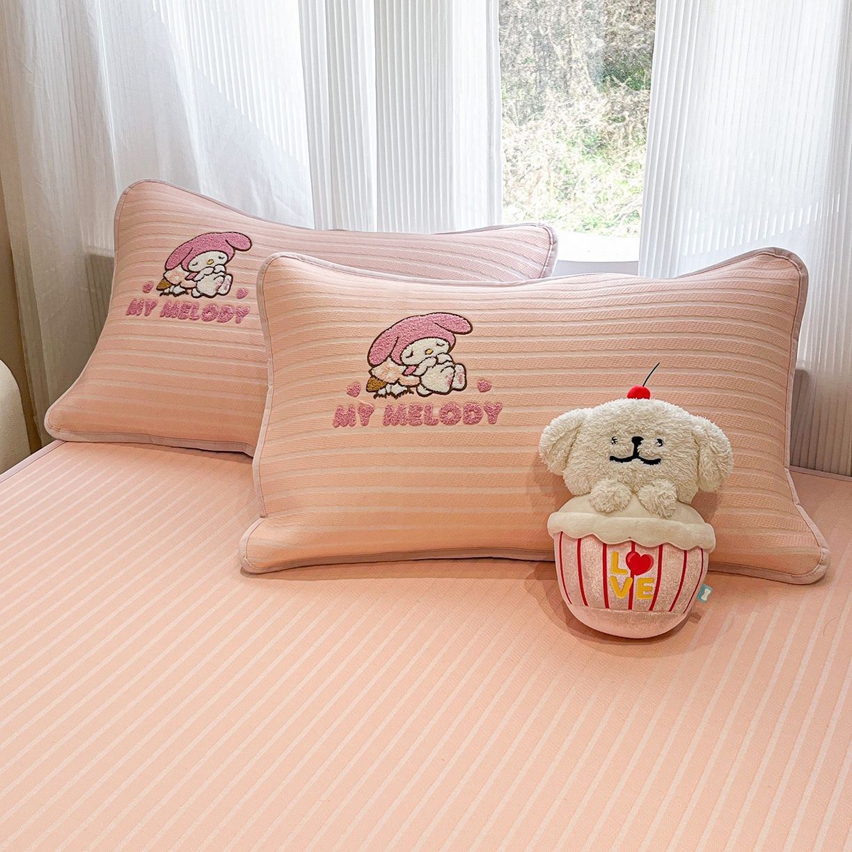 91家纺网 家纺一手货源 找家纺 （总）蓝邻家纺 2026新款PE提花三丽鸥毛巾绣凉席床笠