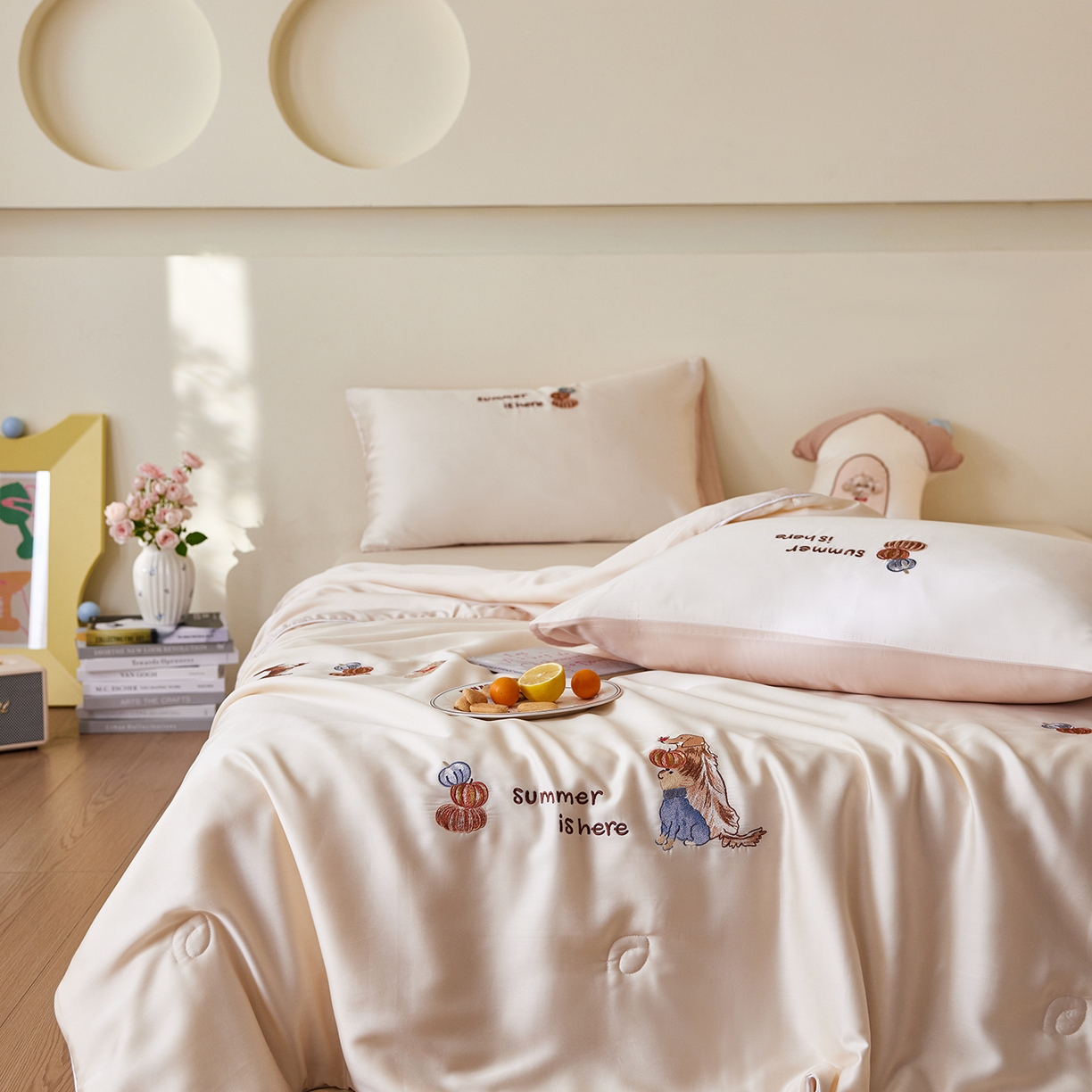 风向标家纺 2026新款50天丝大豆棉夏被-萌宠甜夏系列 南瓜小狗