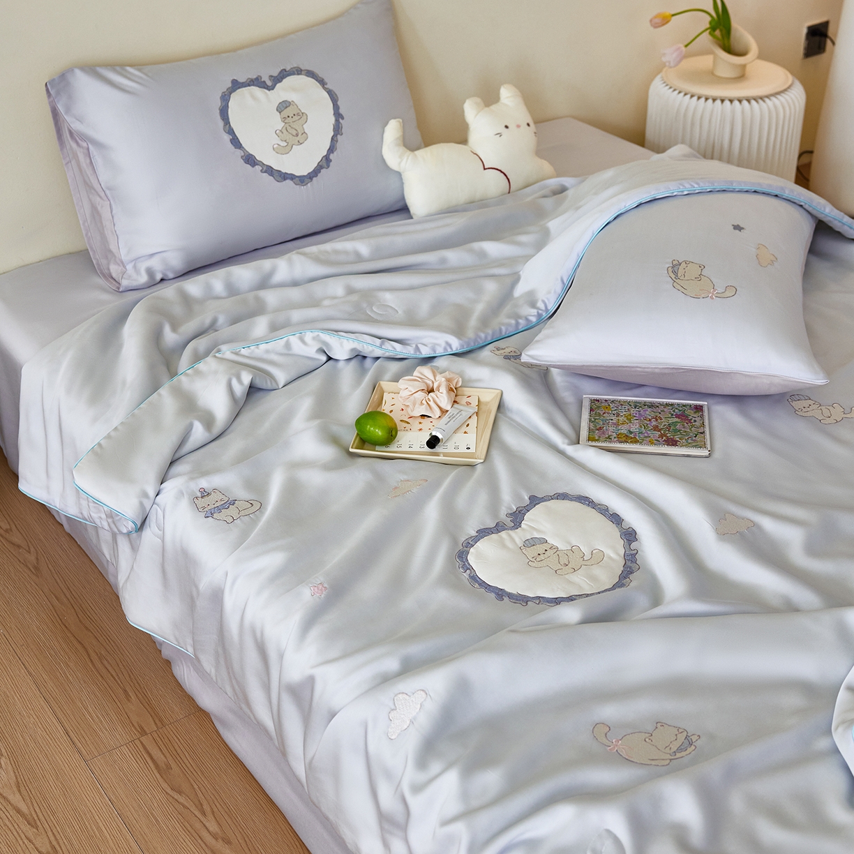 91家纺网 家纺一手货源 找家纺 风向标家纺 2026新款50天丝大豆棉夏被-萌宠甜夏系列 甜梦心愿