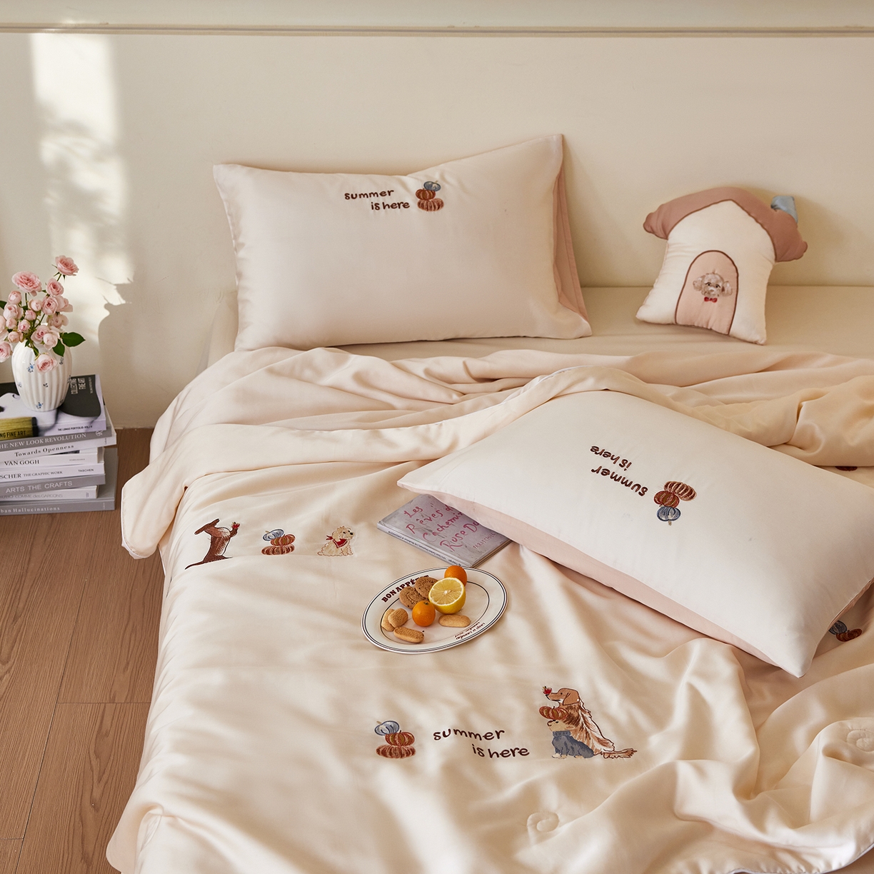 91家纺网 家纺一手货源 找家纺 风向标家纺 2026新款50天丝大豆棉夏被-萌宠甜夏系列 南瓜小狗